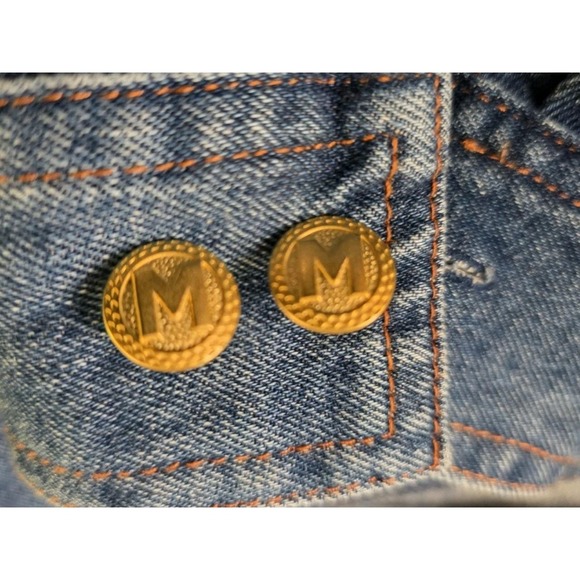 Vtg Bob Mackie Wearable Art Denim Jacket Size S Fiesta Market Scene Embroidered - Picture 10 of 10